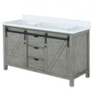 Lexora Marsyas 60" W x 22" D Ash Grey Double Bath Vanity with Marble Countertop