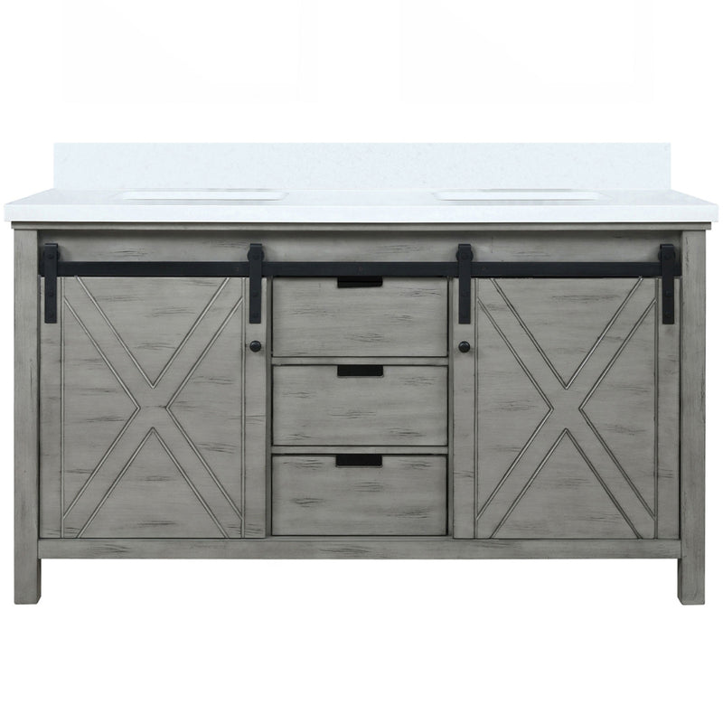 Lexora Marsyas 60" W x 22" D Ash Grey Double Bath Vanity with Marble Countertop