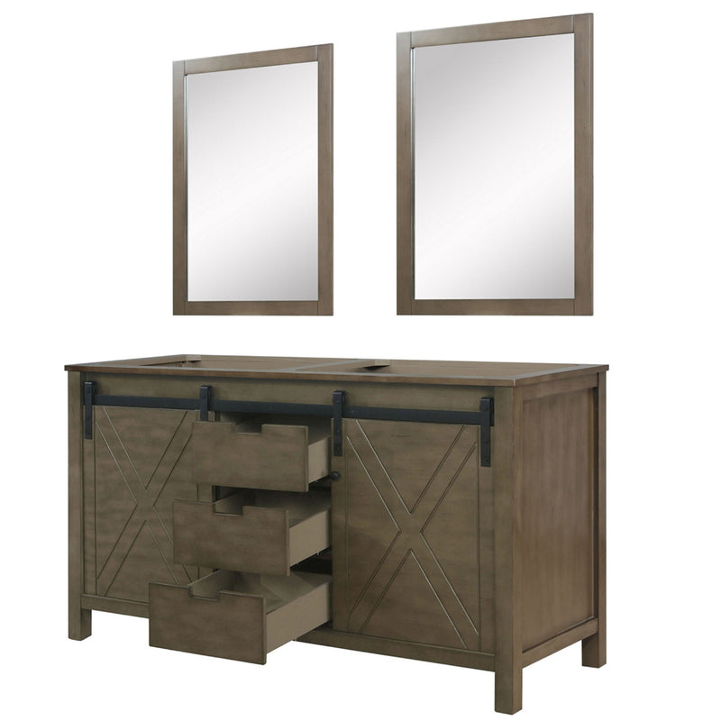 Lexora Marsyas 60" W x 22" D Double Bath Vanity and 24" Mirrors