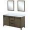 Lexora Marsyas 60" W x 22" D Rustic Brown Double Bath Vanity Marble Countertop and 24" Mirrors