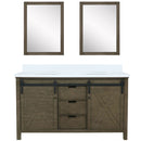 Lexora Marsyas 60" W x 22" D Rustic Brown Double Bath Vanity Marble Countertop and 24" Mirrors