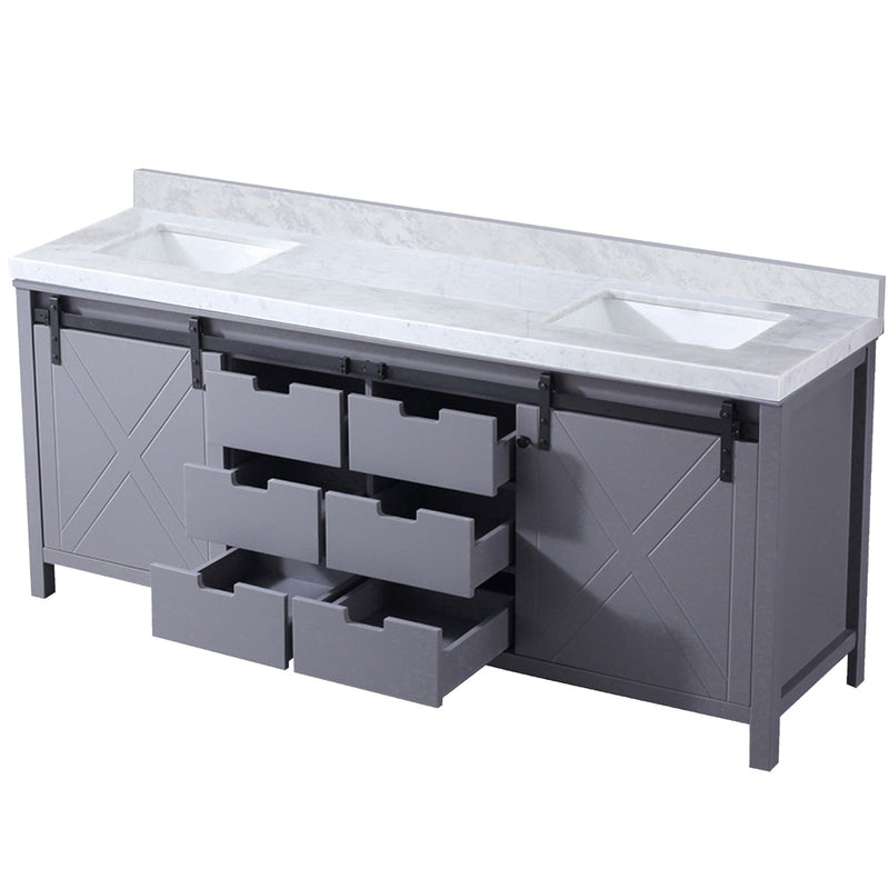 Lexora Marsyas 80" W x 22" D Dark Grey Double Bath Vanity and Carrara Marble Countertop