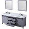 Lexora Marsyas 80" W x 22" D Dark Grey Double Bath Vanity Carrara Marble Countertop with Faucet Set and 30" Mirrors