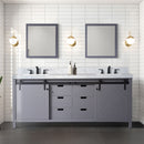 Lexora Marsyas 80" W x 22" D Dark Grey Double Bath Vanity Carrara Marble Countertop with Faucet Set and 30" Mirrors