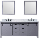 Lexora Marsyas 80" W x 22" D Dark Grey Double Bath Vanity Carrara Marble Countertop with Faucet Set and 30" Mirrors