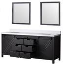 Lexora Marsyas 80" W x 22" D Brown Double Bath Vanity Marble Countertop and 30" Mirrors