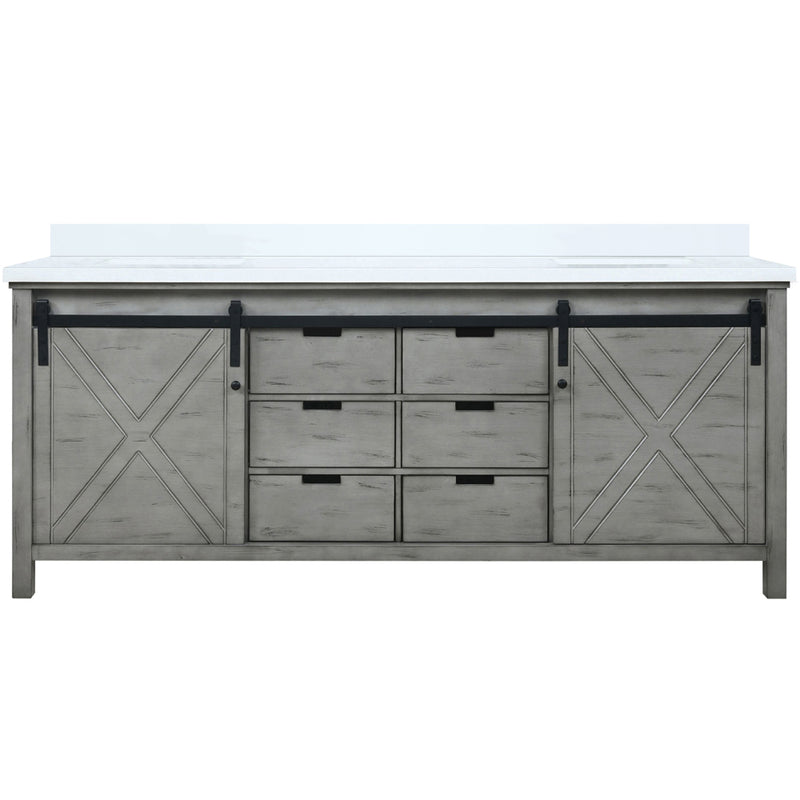 Lexora Marsyas 80" W x 22" D Ash Grey Double Bath Vanity Marble Countertop