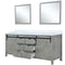 Lexora Marsyas 80" W x 22" D Ash Grey Double Bath Vanity Marble Countertop and 30" Mirrors