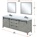 Lexora Marsyas 80" W x 22" D Ash Grey Double Bath Vanity Marble Countertop with Faucet Set and 30" Mirrors