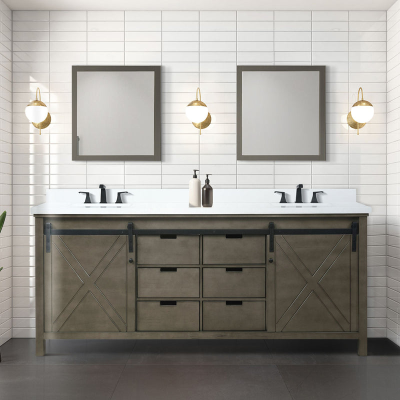 Lexora Marsyas 80" W x 22" D Double Bath Vanity and 30 " Mirrors