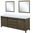 Lexora Marsyas 80" W x 22" D Rustic Brown Double Bath Vanity Marble Countertop and 30" Mirrors