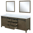 Lexora Marsyas 80" W x 22" D Rustic Brown Double Bath Vanity Marble Countertop and 30" Mirrors