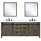 Lexora Marsyas 80" W x 22" D Rustic Brown Double Bath Vanity Marble Countertop with Faucet Set and 30" Mirrors