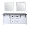 Lexora Marsyas 84 in W x 22 in D White Double Bath Vanity, Grey Quartz Countertop and 34 in Mirrors