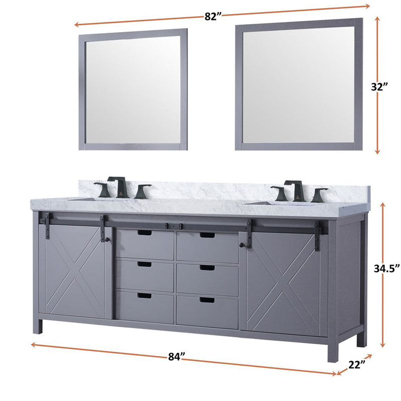 Lexora Marsyas 84" W x 22" D Double Bath Vanity and 34" Mirrors