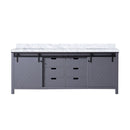 Lexora Marsyas 84" W x 22" D Dark Grey Double Bath Vanity and Carrara Marble Countertop