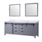 Lexora Marsyas 84 in W x 22 in D Dark Grey Double Bath Vanity, Carrara Marble Countertop and 34 in Mirrors