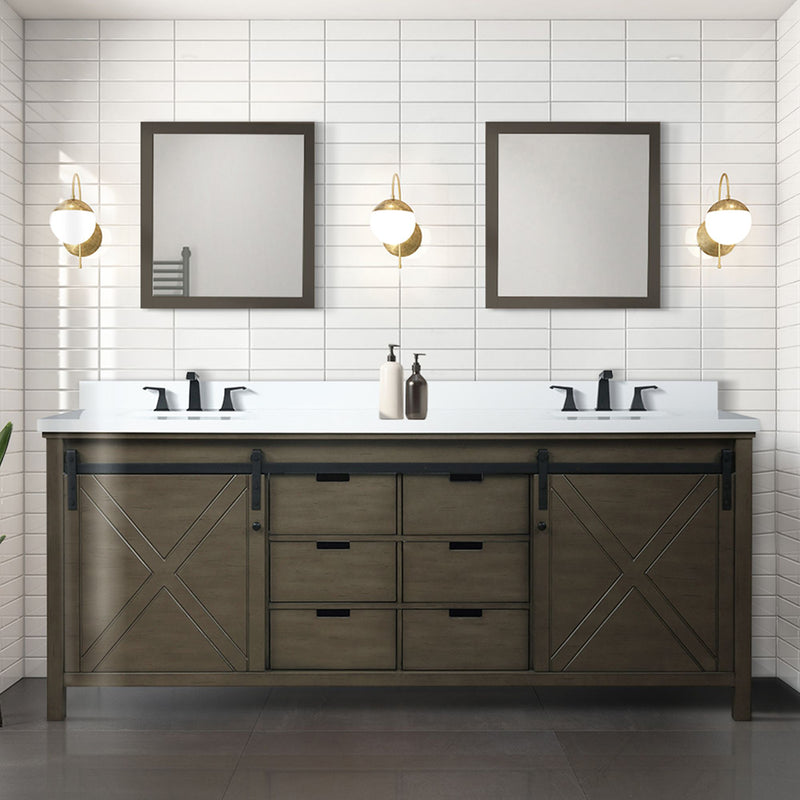 Lexora Marsyas 84" W x 22" D Double Bath Vanity and 34" Mirrors