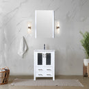 Lexora Volez 24" W x 18.25" D Bath Vanity White Ceramic Top with Faucet Set and 22" Mirror