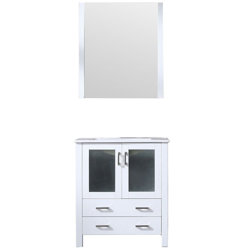 Lexora Volez 30" W x 18.25" D Bath Vanity with White Ceramic Top and 28" Mirror