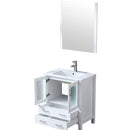 Lexora Volez 30" W x 18.25" D Bath Vanity White Ceramic Top with Faucet Set and 28" Mirror