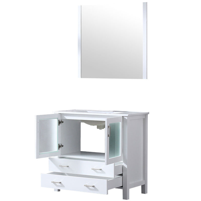 Lexora Volez 36" W x 18.25" D Bath Vanity with White Ceramic Top and 34" Mirror