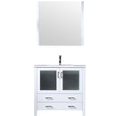 Lexora Volez 36" W x 18.25" D Bath Vanity White Ceramic Top with Faucet Set and 34" Mirror