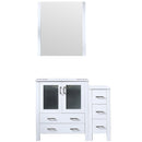 Lexora Volez 42" W x 18.25" D Bath Vanity with Side Cabinet with White Ceramic Top and 28" Mirror