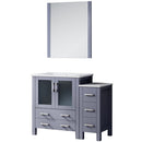 Lexora Volez 42" W x 18.25" D Bath Vanity with Side Cabinet with White Ceramic Top and 28" Mirror