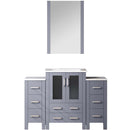 Lexora Volez 48" W x 18.25" D Bath Vanity with Side Cabinets White Ceramic Top and 22" Mirror