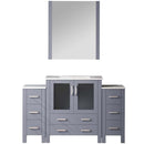 Lexora Volez 54" W x 18.25" D Bath Vanity with Side Cabinets White Ceramic Top and 28" Mirror