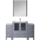 Lexora Volez 54" W x 18.25" D Bath Vanity with Side Cabinets with Faucet Set and White Ceramic Top 28" Mirror