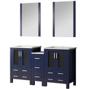 Lexora Volez 60" W x 18.25" D Bath Vanity Side Cabinets with Faucet Set and White Ceramic Top 34" Mirror