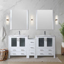 Lexora Volez 72" W Double Bath Vanity with Side Cabinets with Faucet Set and White Ceramic Top 28" Mirrors