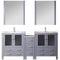 Lexora Volez 72" W Double Bath Vanity with Side Cabinets with Faucet Set and White Ceramic Top 28" Mirrors