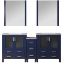 Lexora Volez 72" W x 18.25" D Double Bath Vanity with Side Cabinets and White Ceramic Top 28" Mirrors