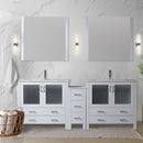 Lexora Volez 84" W x 18.25" D Double Bath Vanity with Side Cabinets with White Ceramic Top and 22" Mirrors