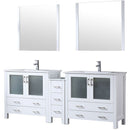 Lexora Volez 84" W Double Bath Vanity with Side Cabinet with Faucet Set and White Ceramic Top 34" Mirrors