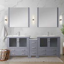 Lexora Volez 84" W Double Bath Vanity with Side Cabinet with Faucet Set and White Ceramic Top 34" Mirrors