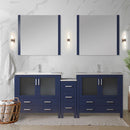 Lexora Volez 84" W Double Bath Vanity with Side Cabinet with Faucet Set and White Ceramic Top 34" Mirrors