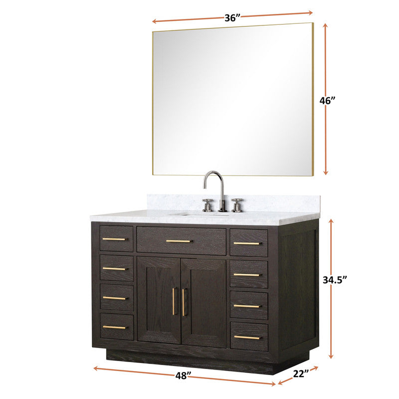 Lexora Abbey 48 in W x 22 in D Single Bath Vanity and Carrara Marble Top