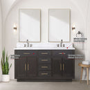 Lexora Abbey 60 in W x 22 in D Double Bath Vanity, Carrara Marble Top, and Faucet Set