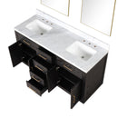 Lexora Abbey 60 in W x 22 in D Double Bath Vanity, Carrara Marble Top, and 28 in Mirrors