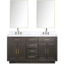 Lexora Abbey 60 in W x 22 in D Double Bath Vanity, Carrara Marble Top, Faucet Set, and 28 in Mirrors