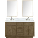 Lexora Abbey 60 in W x 22 in D Double Bath Vanity, Carrara Marble Top, Faucet Set, and 28 in Mirrors