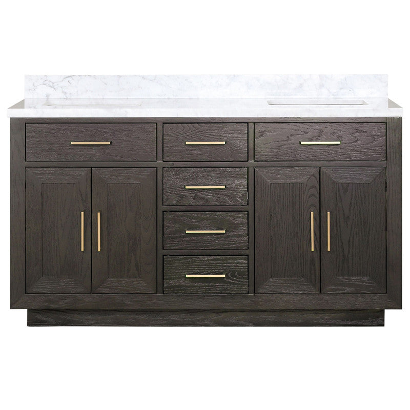 Lexora Abbey 60 in W x 22 in D Double Bath Vanity and Carrara Marble Top