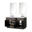 Lexora Abbey 60 in W x 22 in D Double Bath Vanity, Carrara Marble Top, Faucet Set, and 28 in Mirrors