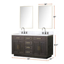 Lexora Abbey 60 in W x 22 in D Double Bath Vanity, Carrara Marble Top, Faucet Set, and 28 in Mirrors