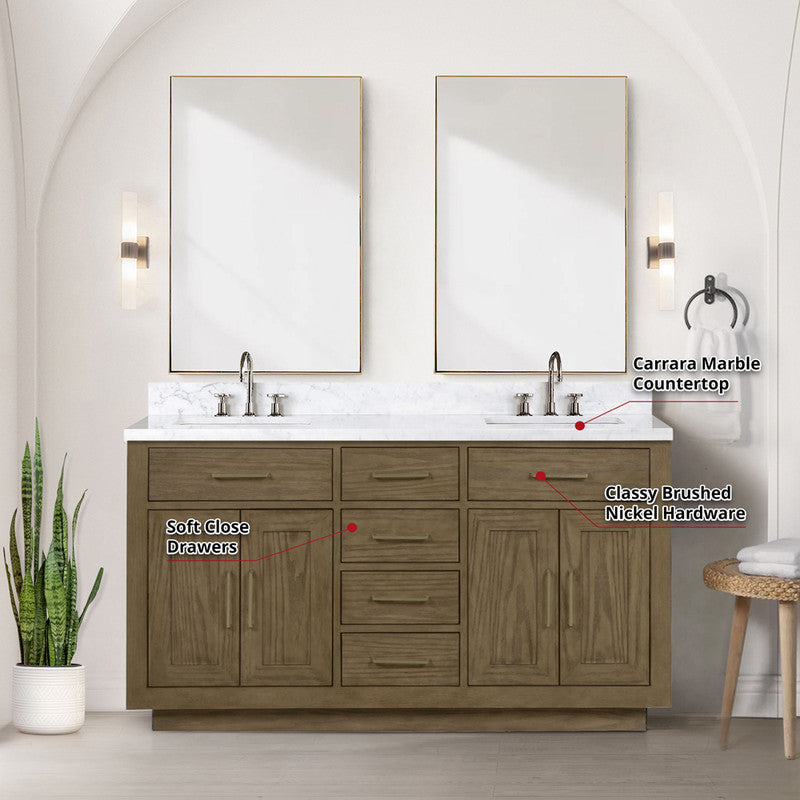 Lexora Abbey 60 in W x 22 in D Double Bath Vanity and Carrara Marble Top