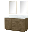 Lexora Abbey 60 in W x 22 in D Double Bath Vanity, Carrara Marble Top, and 28 in Mirrors